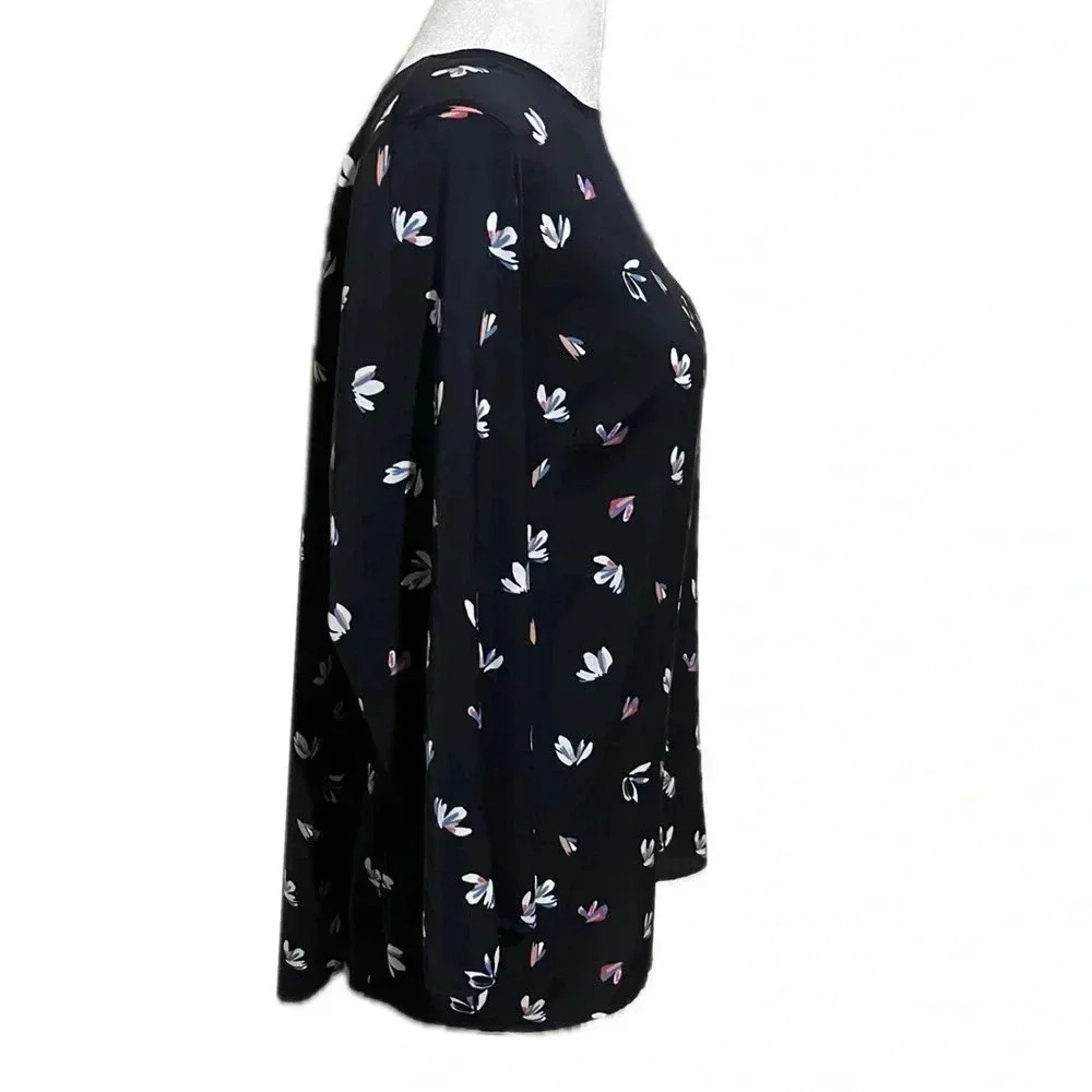 NWT Limited blue floral sheer neck blouse - large - Picture 4 of 11